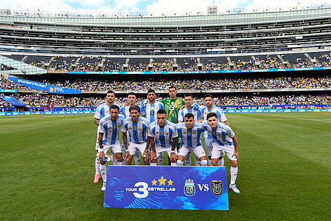 Argentina starting players pose for a photo